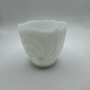 Vintage E.O. Brody Textured Milk Glass Vase - Spiral Design - 4.5”